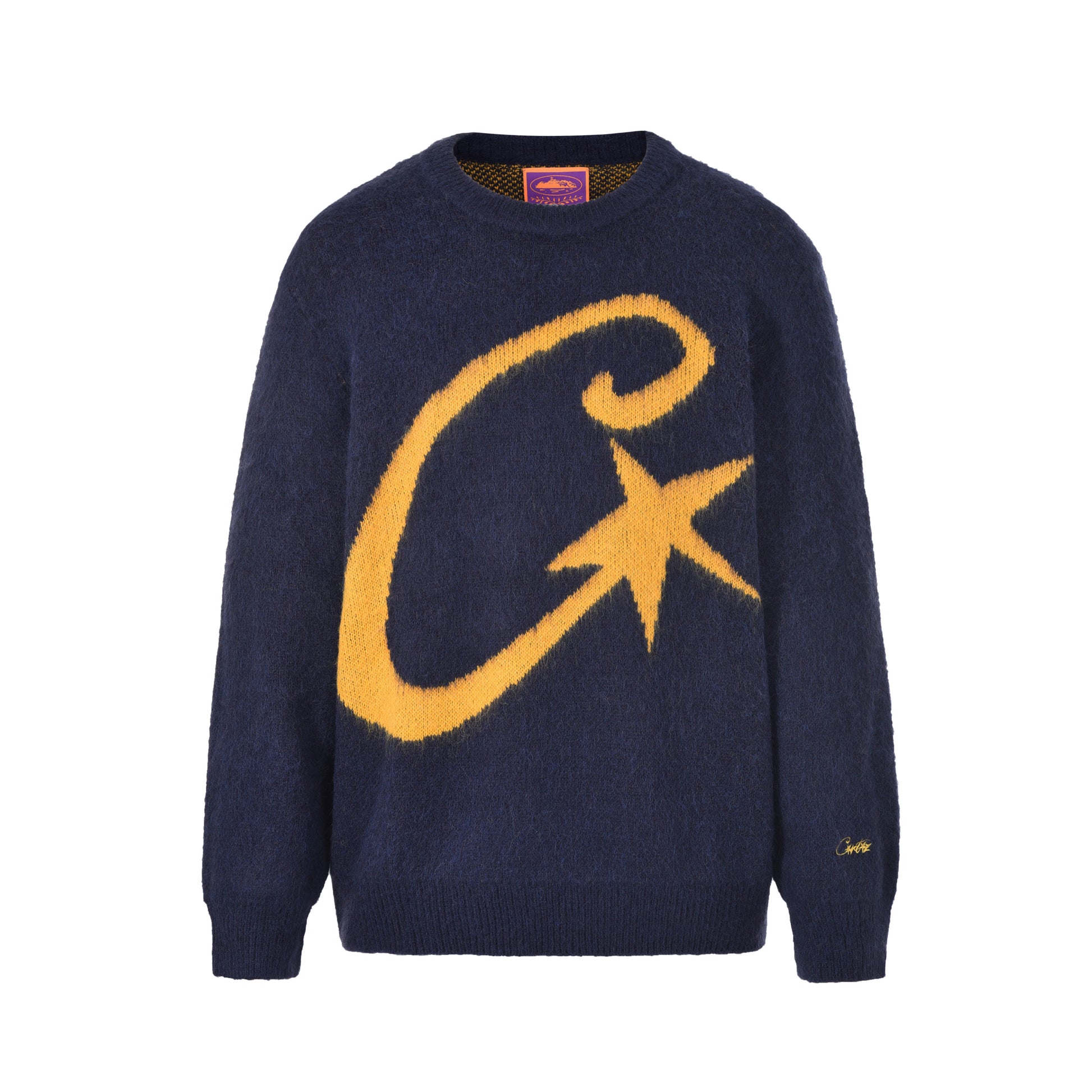 BLUE NAVY C STAR MOHAIR KNIT SWEATSHIRT