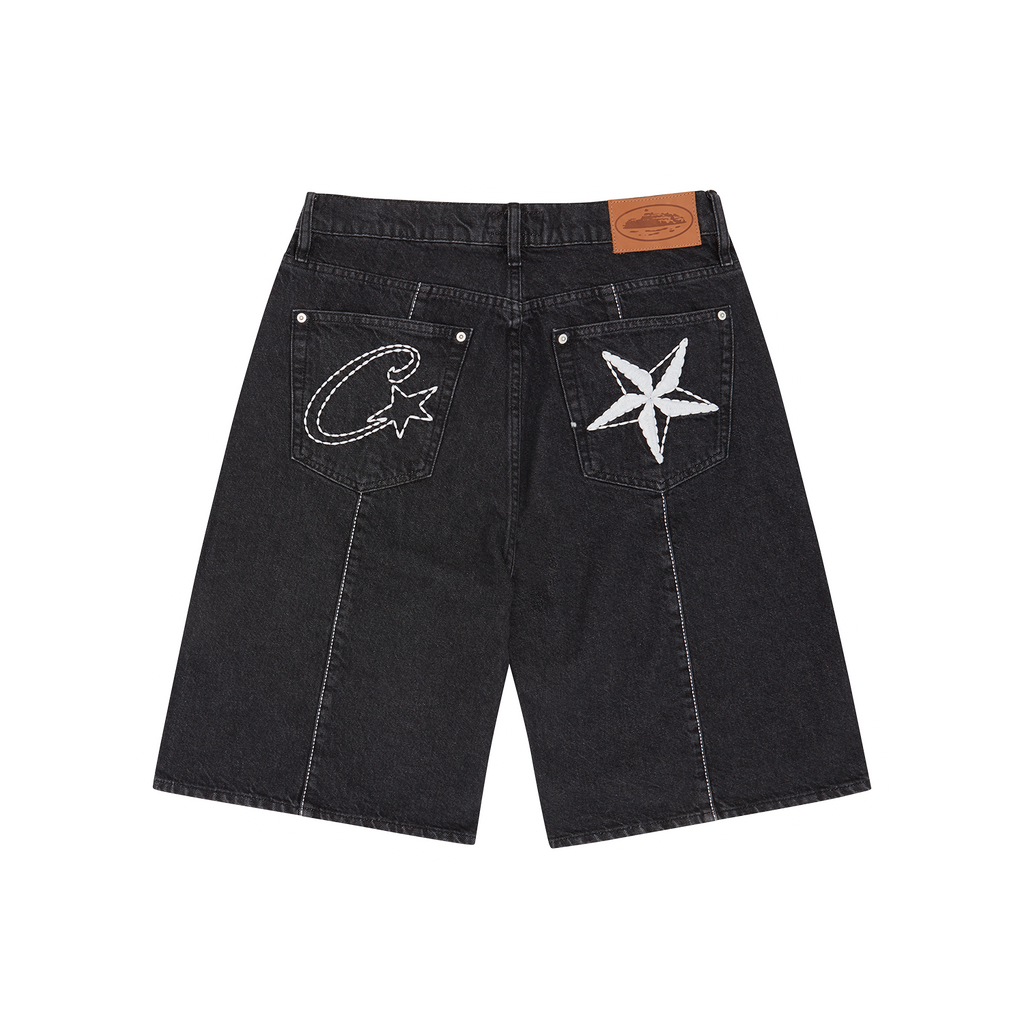 BLACK C-STAR DENIM SHORTS