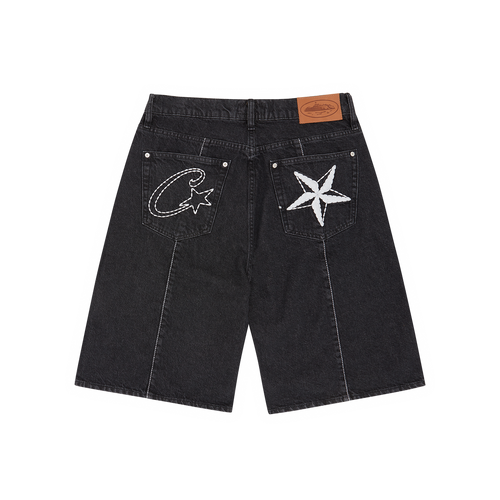 BLACK C-STAR DENIM SHORTS