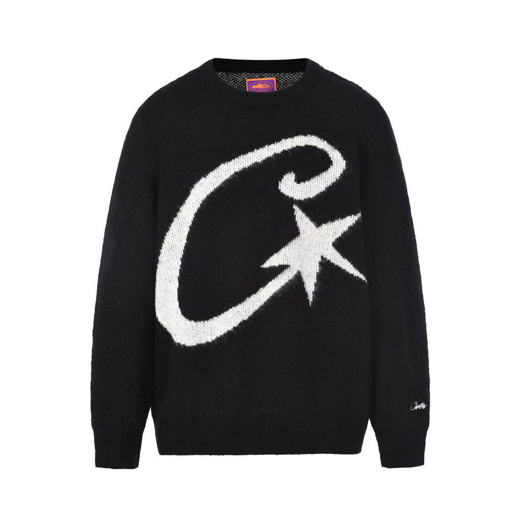 BLACK C STAR MOHAIR KNIT SWEATSHIRT