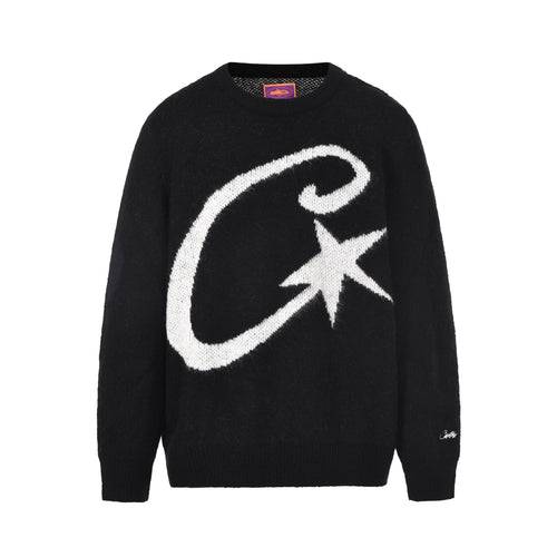 BLACK C STAR MOHAIR KNIT SWEATSHIRT