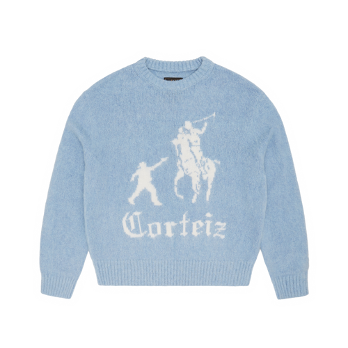 BABY BLUE JACKIN KNIT SWEATER